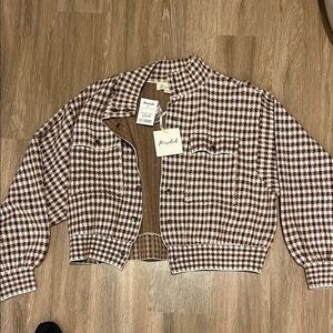 Marled Brown and White Houndstooth Jacket